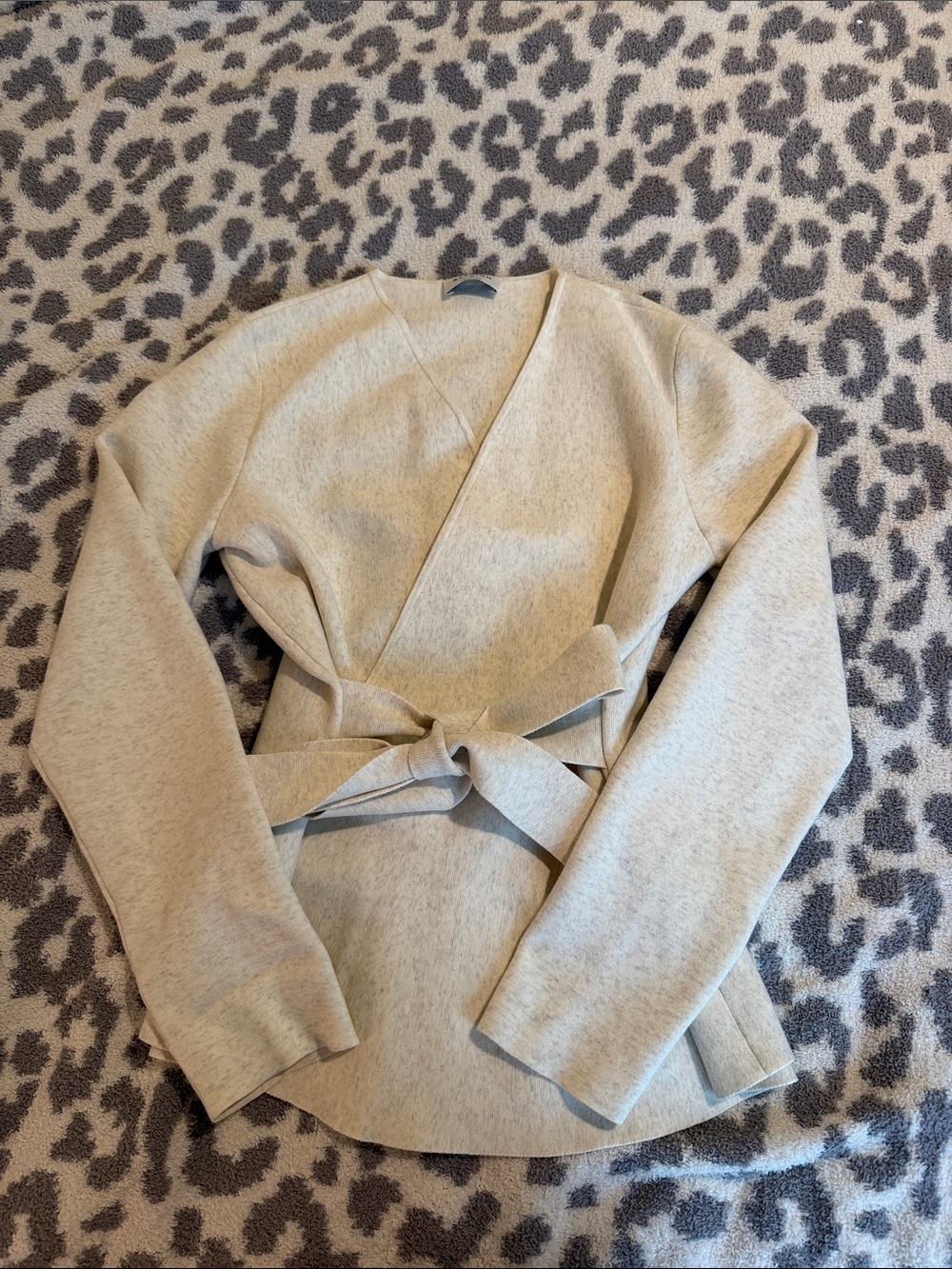 Aritzia Soft Cream V-Neck Wrap Sweater with Self Tie